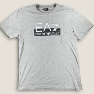 EA7 Emporio Armani T-Shirt Grey Logo Armani Jeans AJ Short Sleeve Mens Small